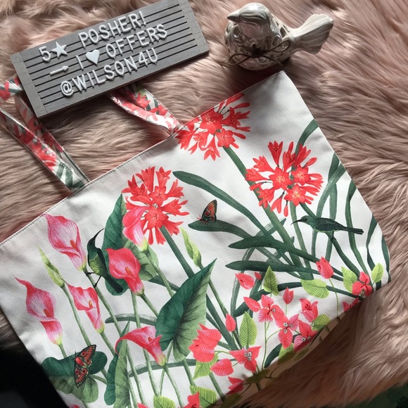 Estee Lauder Handbags - New! Estee Lauder Floral Print Canvas Tote Bag